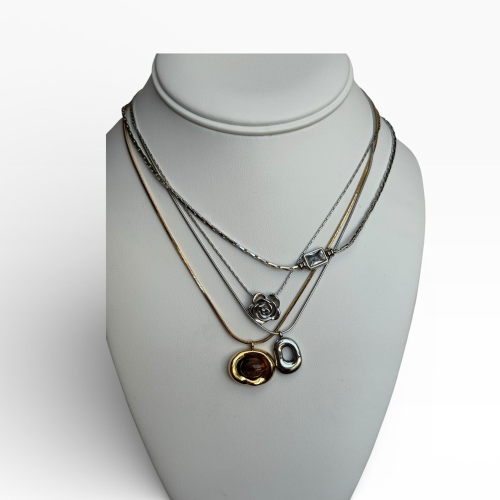 3 Mixed Metals Silver and Gold Necklace Bundle, ANY 3 - Picture 4 of 6
